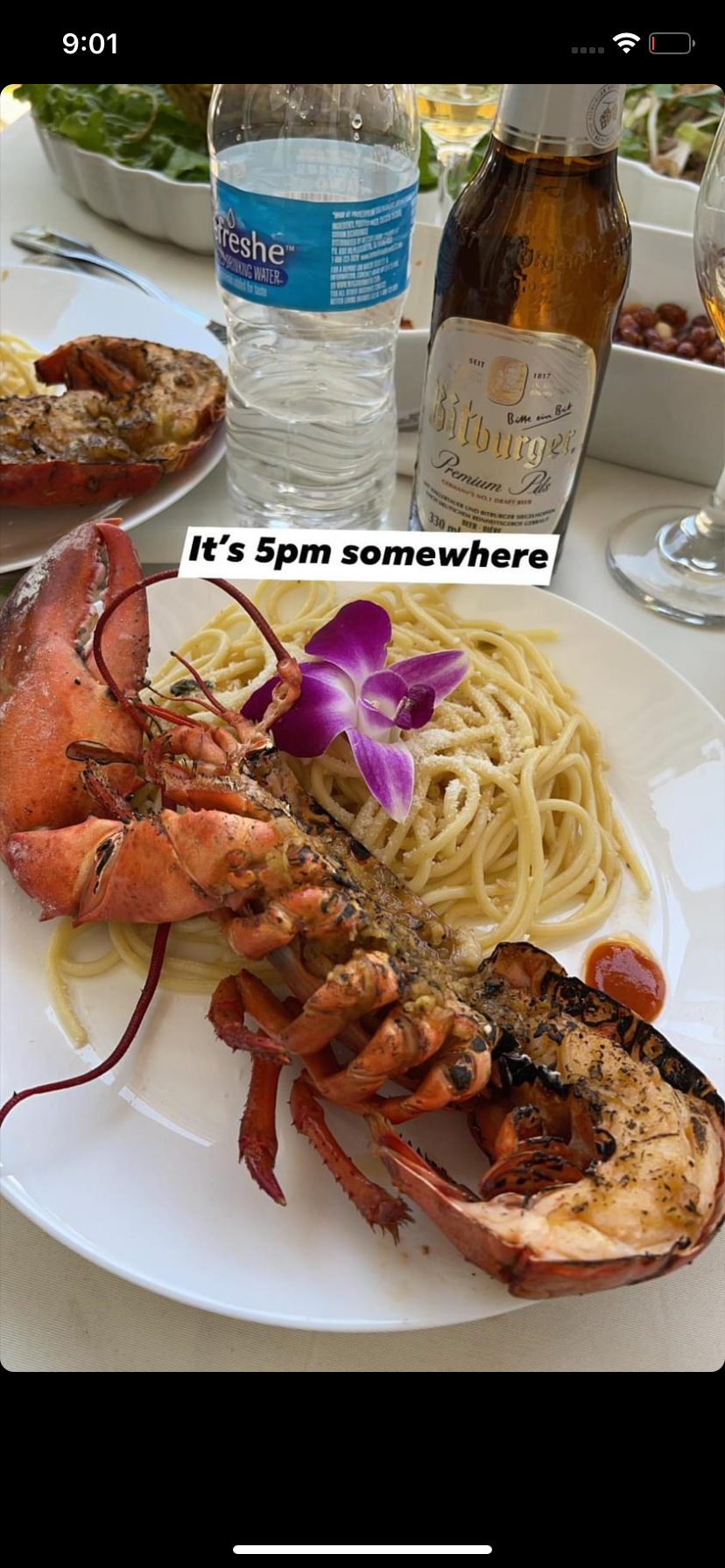 Grilled LIVE Lobster with Garlic Noodle (market price)